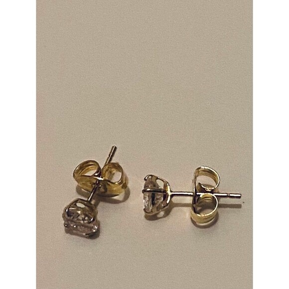 14k solid gold round stud earrings 4mm - Picture 4 of 6
